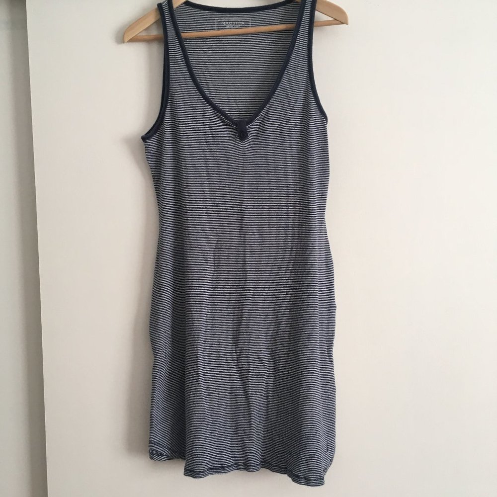Nautica navy + white stripe chemise nightgown XL